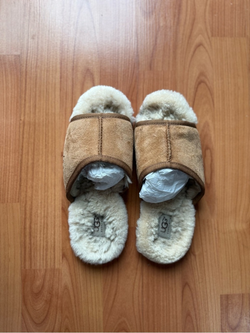 UGG Mellie Chestnut Open-Toe Sheepskin Slides